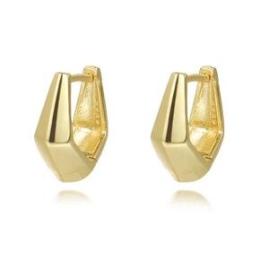 18k Gold Plated 925 Sterling Silver Pear Shape Drop Hoop Earrings